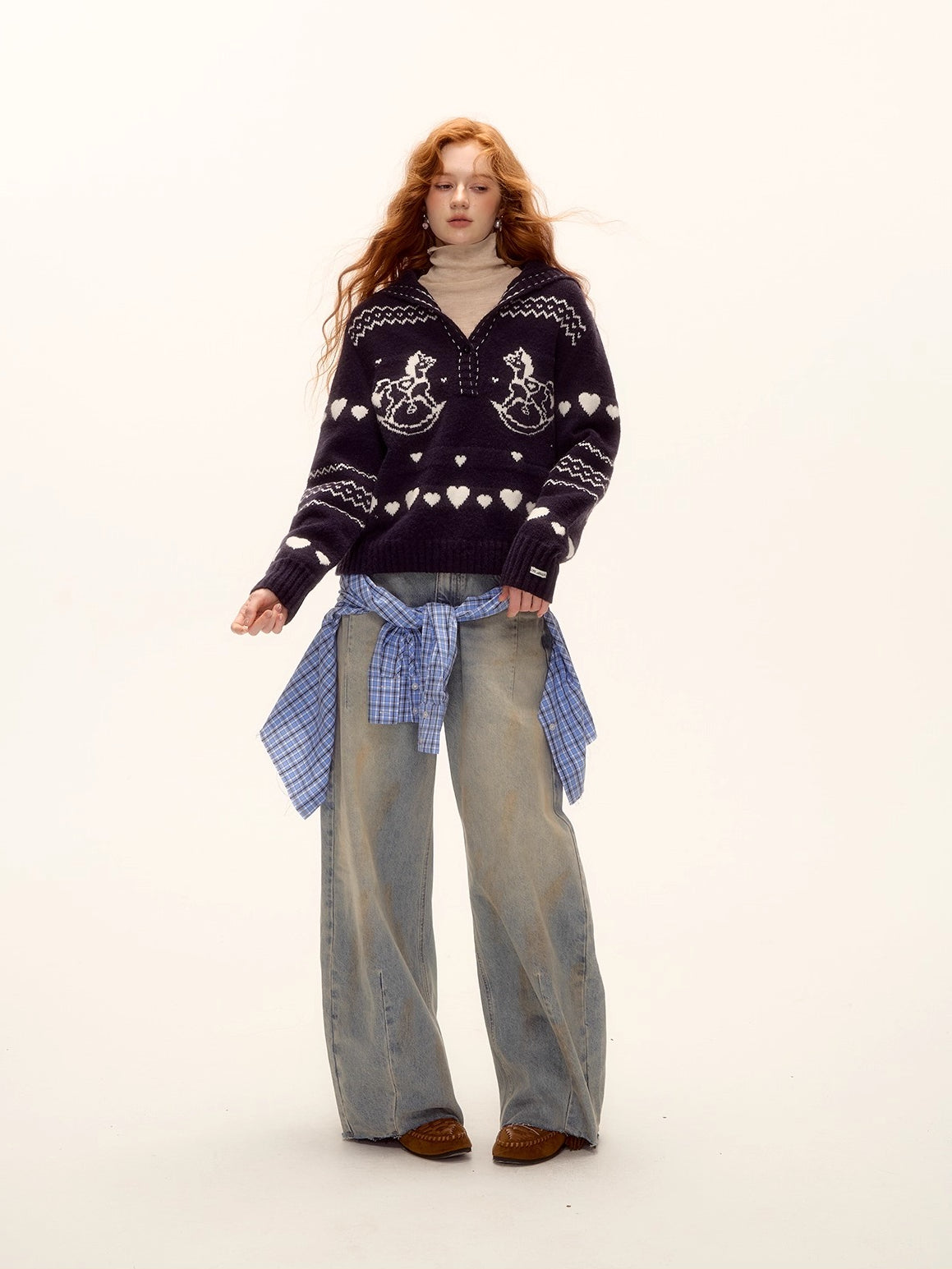 Wool-Blend Turtleneck Knit Top