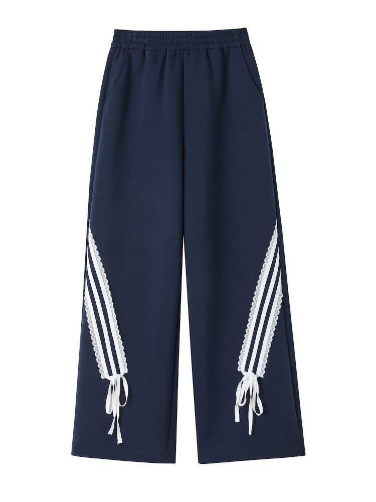 Lace Butterfly Knot Casual Long Pants