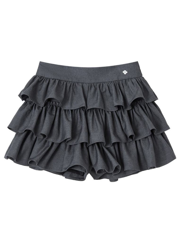 Pleated Lace Ruffle Tiered Skirt