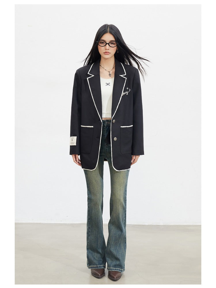 Black Contrast Edge Blazer