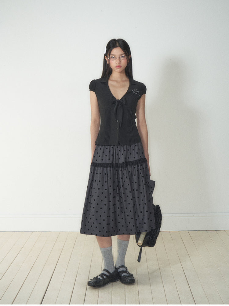 Bow - Accentuated Waist - Slimming Shirt Top