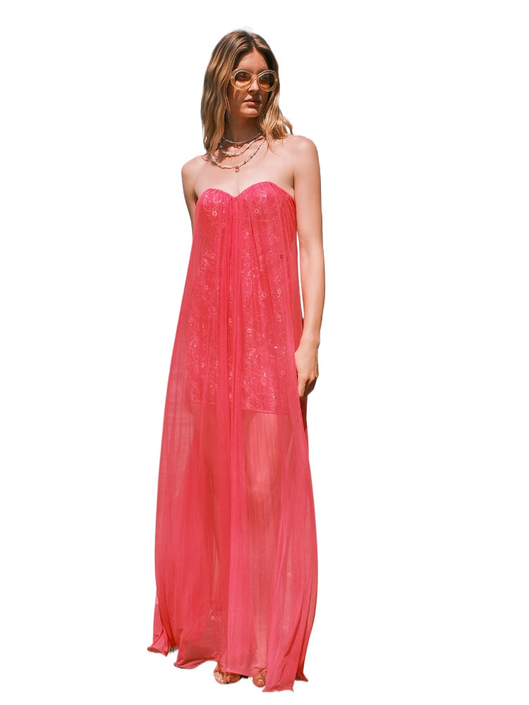 Netting Skirt Lace Backless Dress