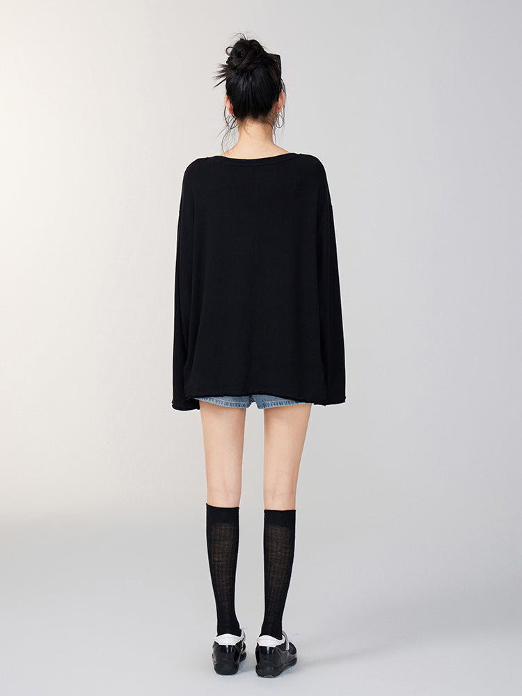 Rhinestone Letter Long-Sleeve T-Shirt
