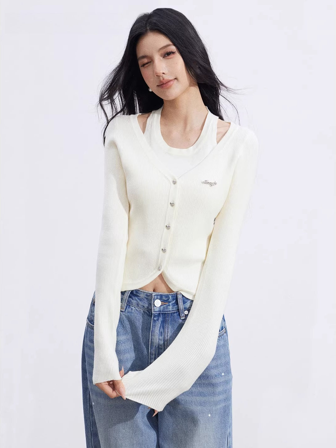 Cutout Layered Knit Top