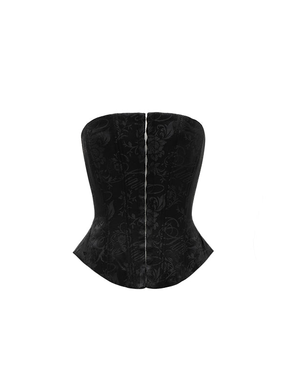 White & Black Jacquard Corset