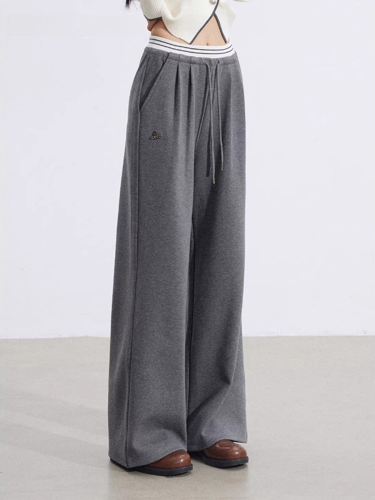Faux-Layer Patchwork Wide-Leg Pants