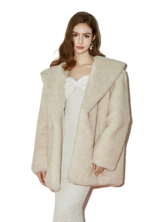 Eco-Friendly Faux Fox Fur Long Coat