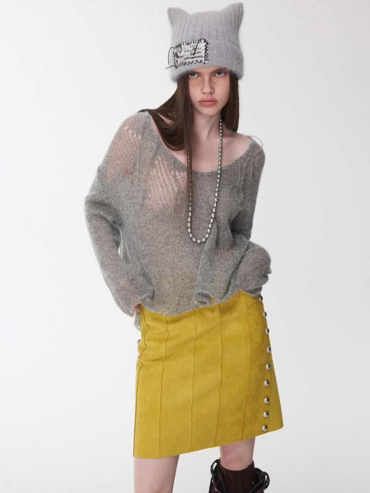 Mohair Star Cutout Sweater