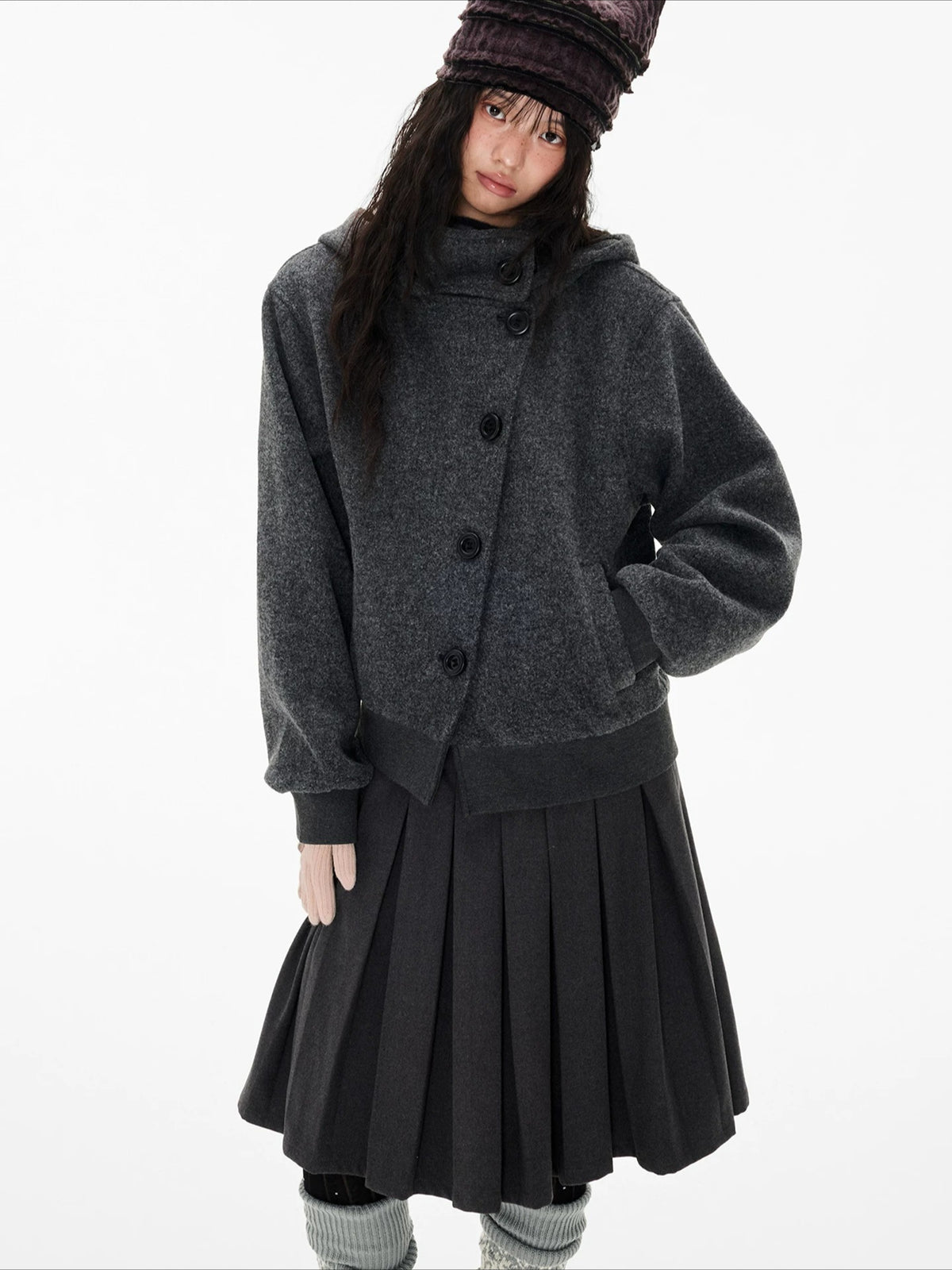 Hooded Wool Blend Jacket