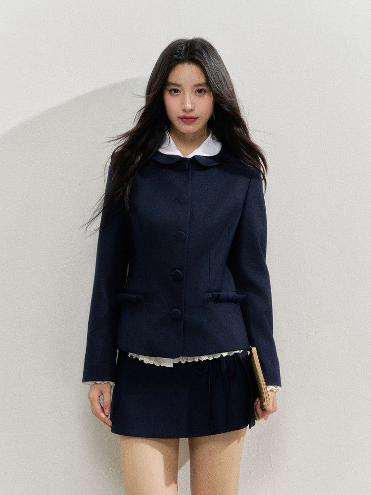 Navy Blue College-style Suit