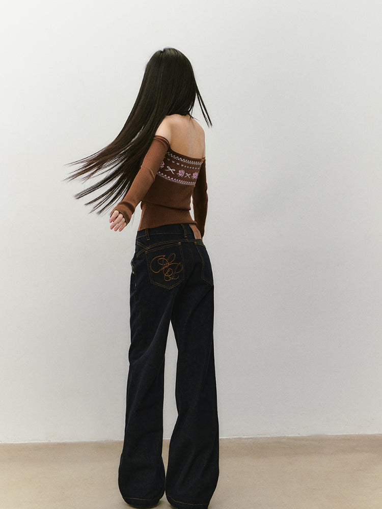 Lace Halter Two-way One-shoulder Sweater