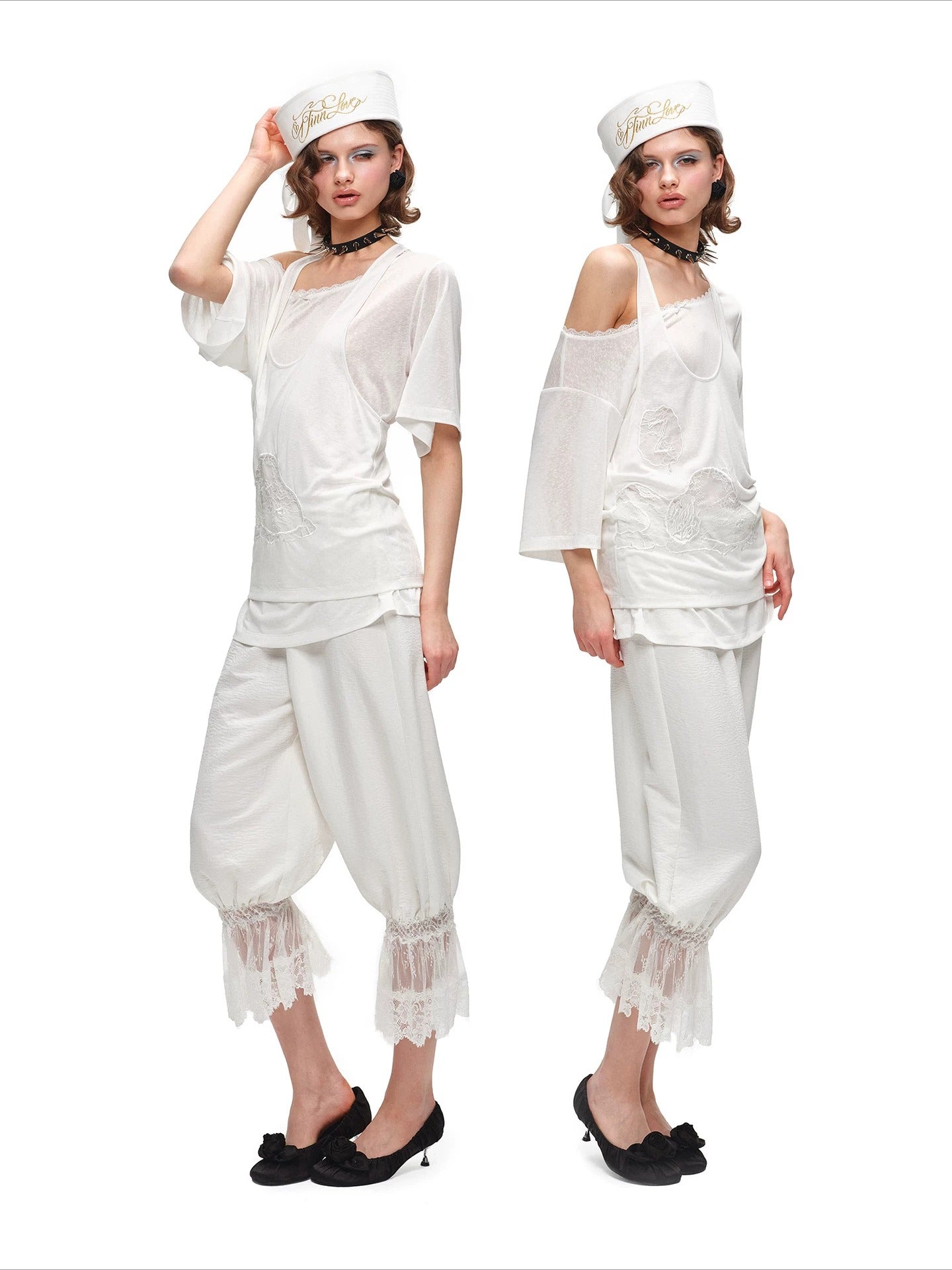 Lace Trim Cropped Pants