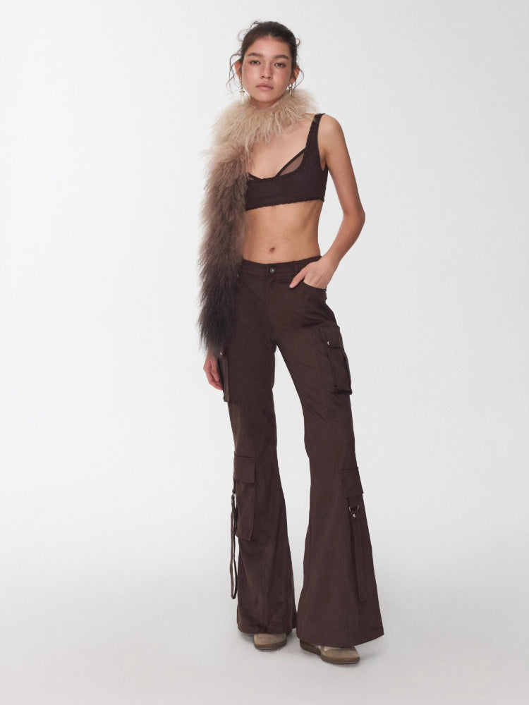 Suede Mesh Lace-Up Bralette