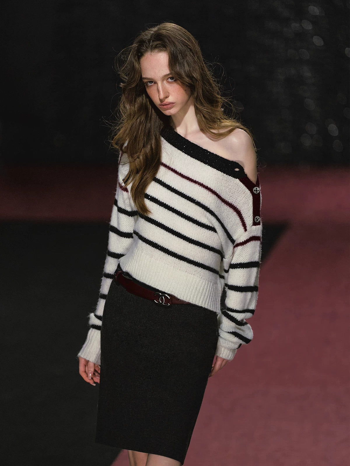 Slanted Stripe Knit Top