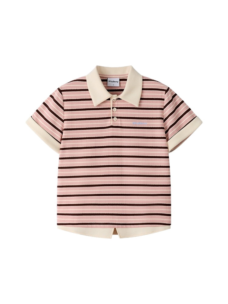 Yellow & White Striped Faux-Layer Polo Shirt