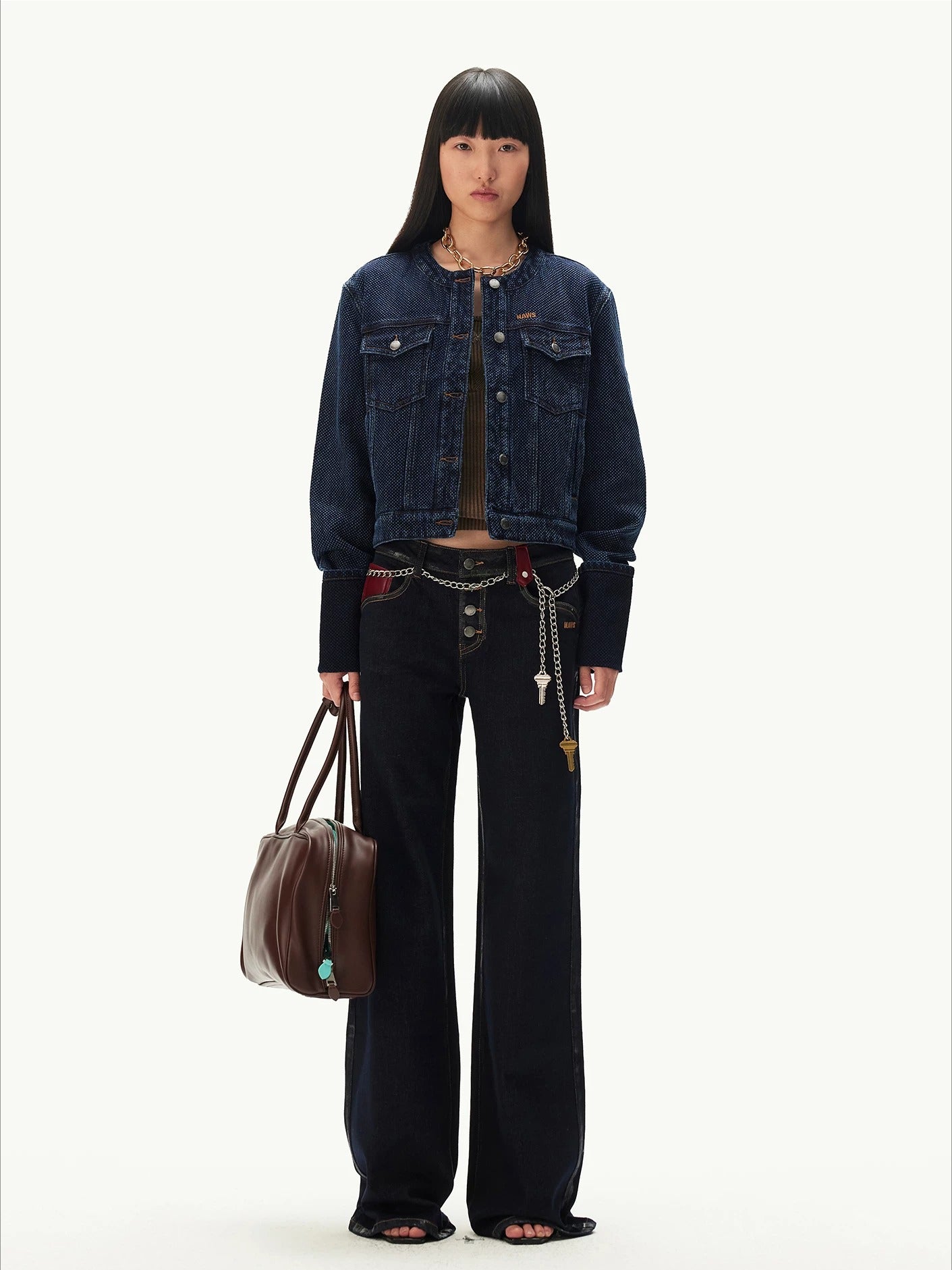 +5CM N4 Suede Straight Jeans