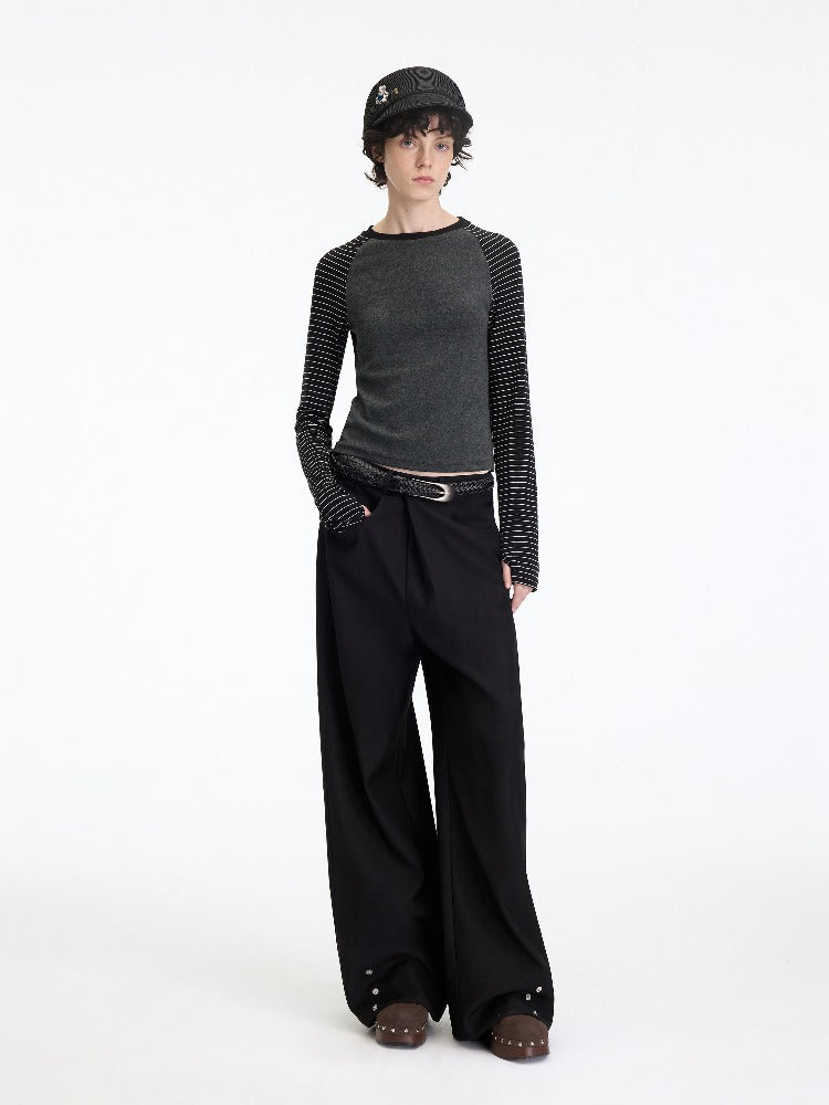 Contrast Raglan Slim Top