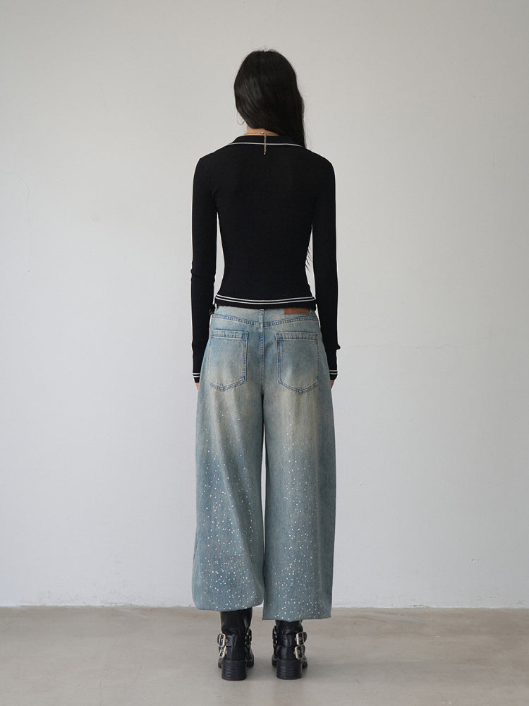 Contrast-colored Stripe Heart-wing T-shirt & Shorts Set