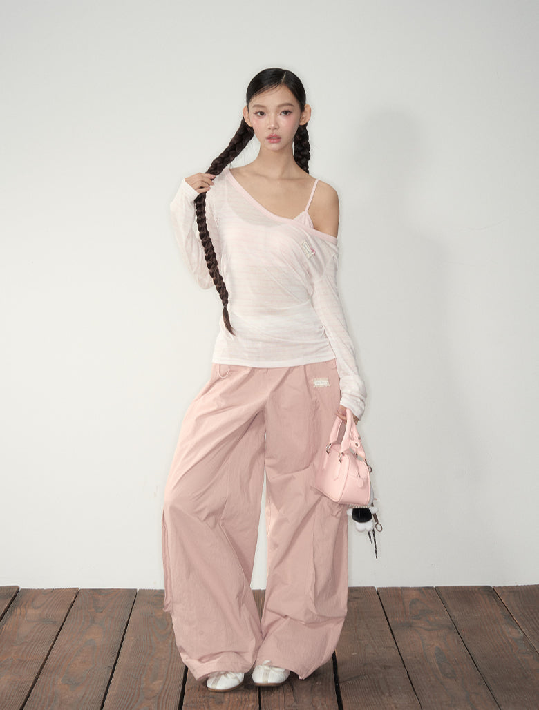 Blue & Pink Striped Cover-Up & Cami Set