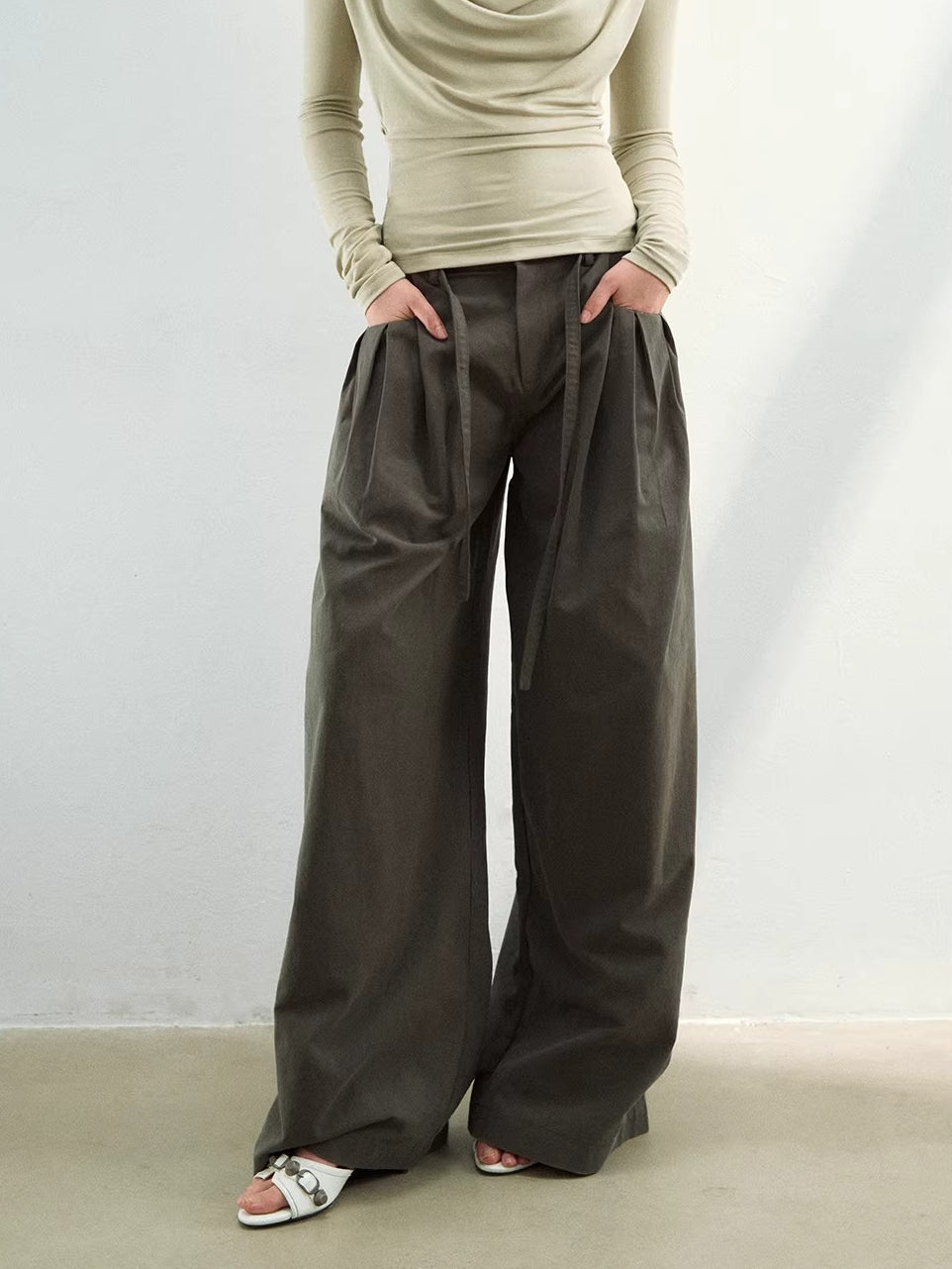 Pleated Straight-Leg Pants