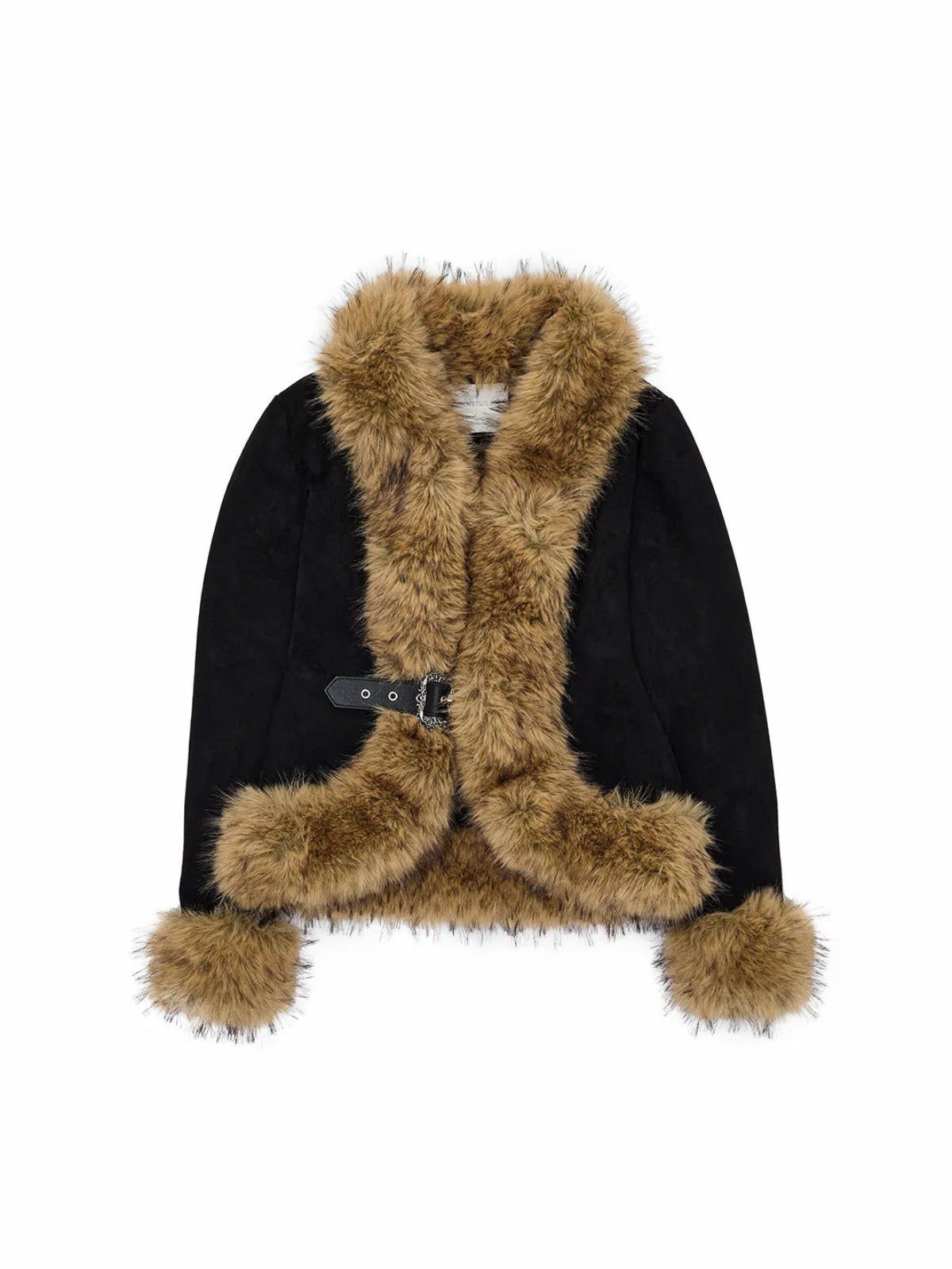 Vintage Buckled Faux Fur Jacket