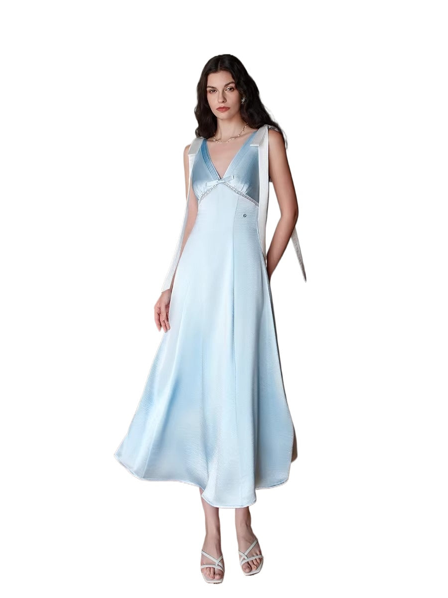 Peggy Satin Halter Dress
