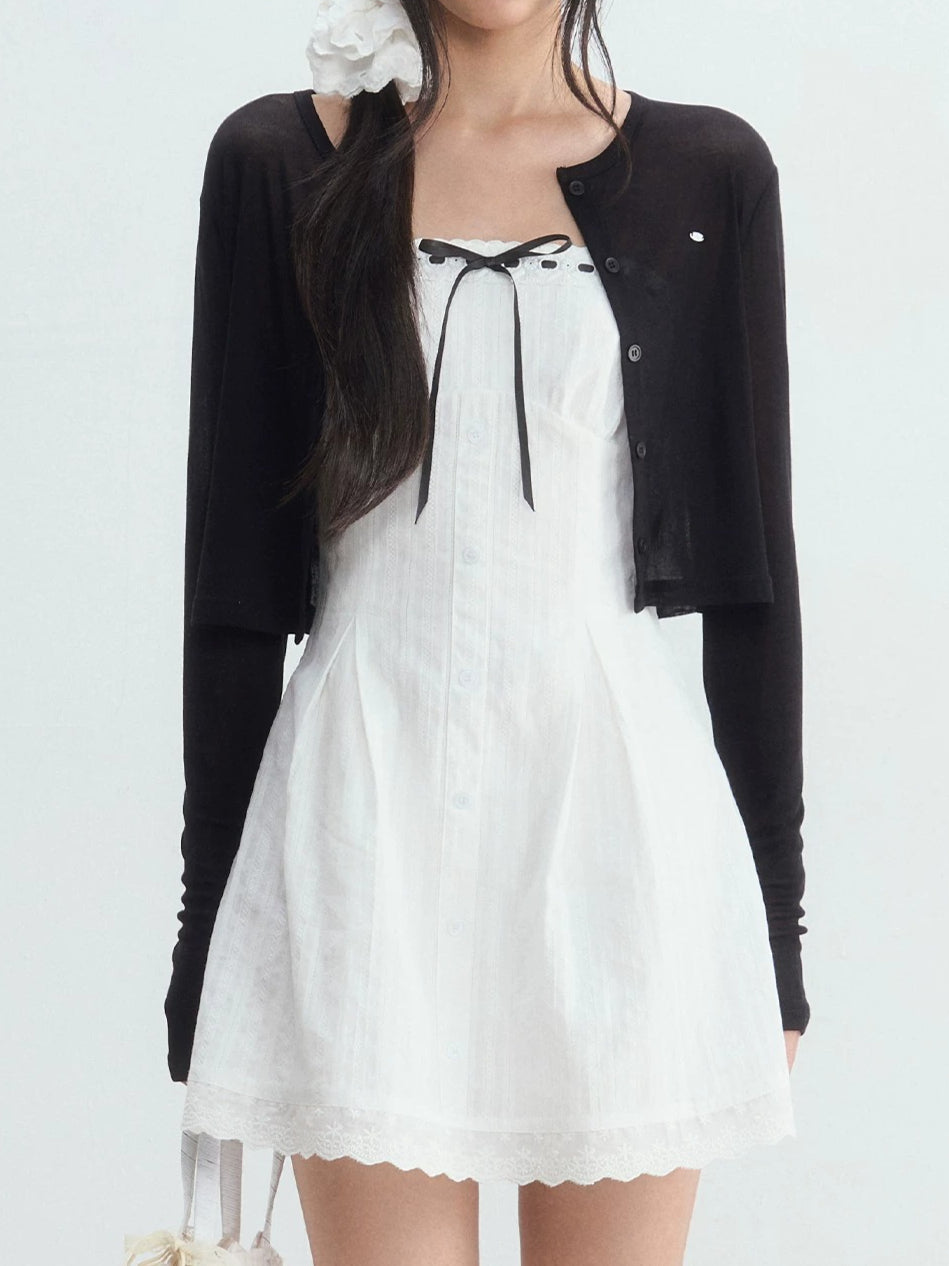 Bow Tube Dress & Cardigan Set