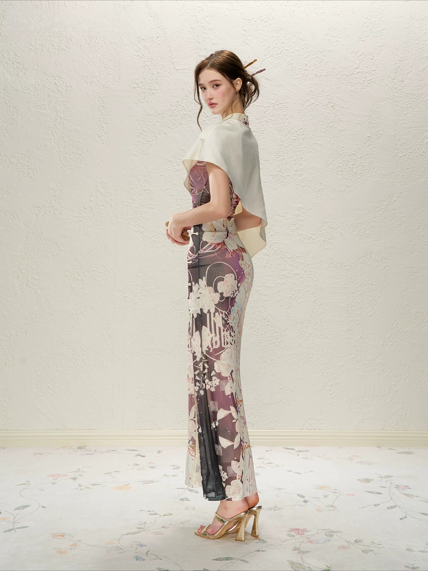 Ink Blossom Qipao Set