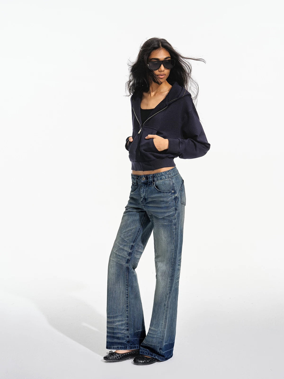 Vintage Whiskered Low Rise Jeans