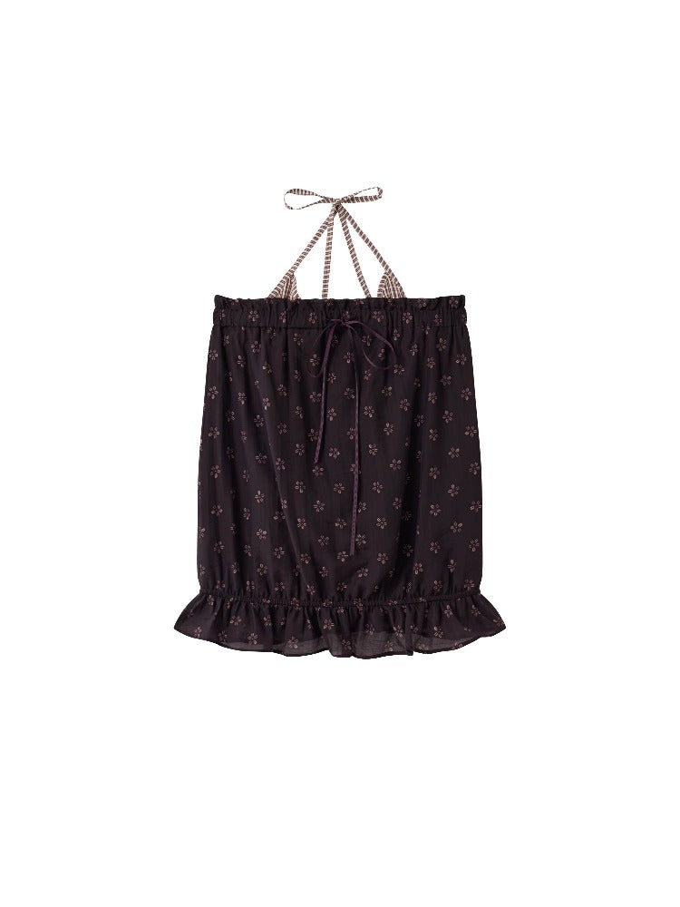 Purple & Yellow Floral Halter Camisole