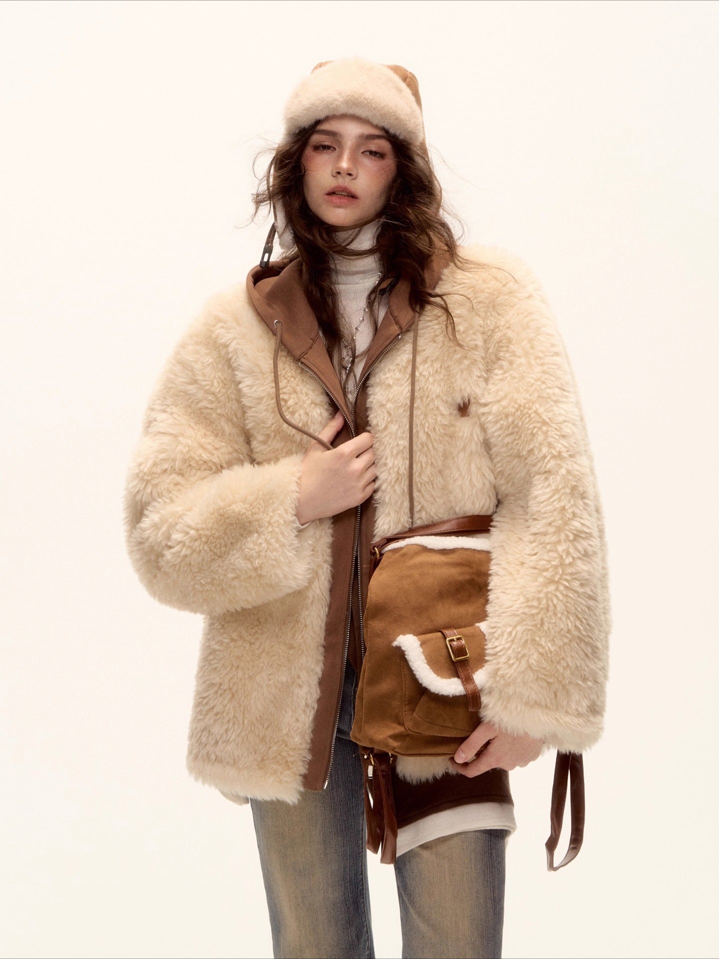 Hooded Shearling Hybrid Coat
