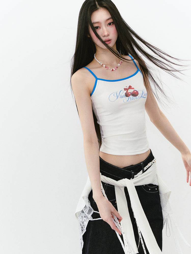 Colorblock Letter Print Cami Top