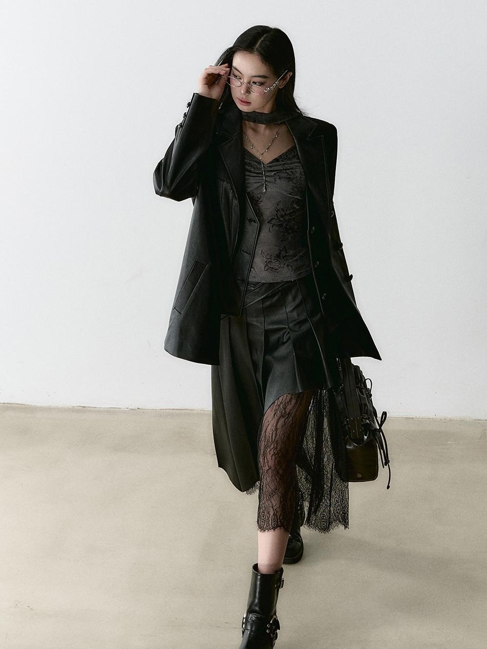 Structured Laced Leather Blazer