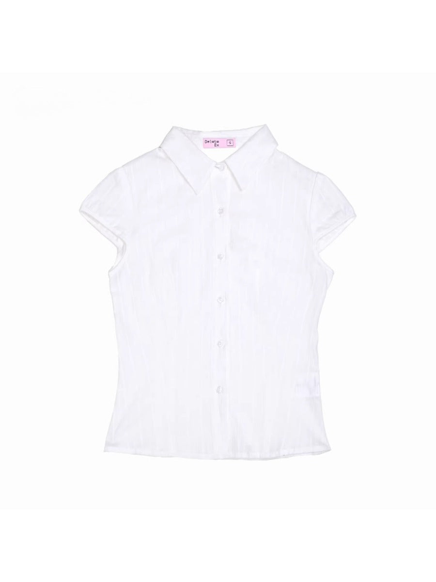 Textured Stripe Slim Short Sleeve Shirt