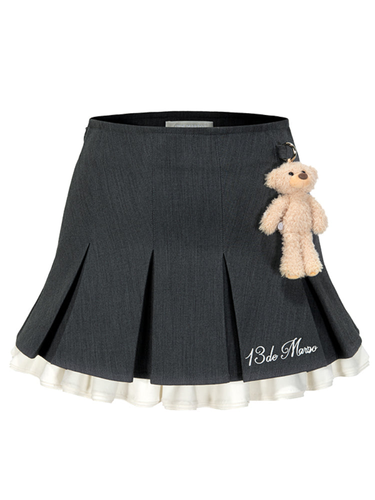 Color Block Pleated High-Waisted Skirt