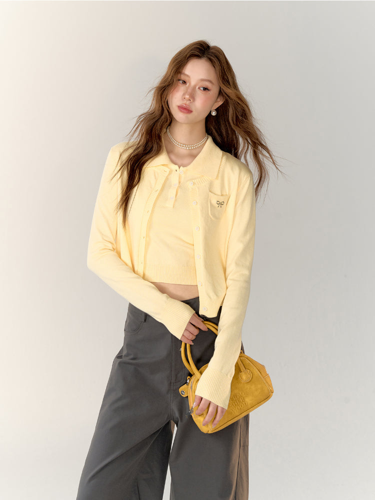 Butterfly Knot Soft Wool Sweater & Vest Set
