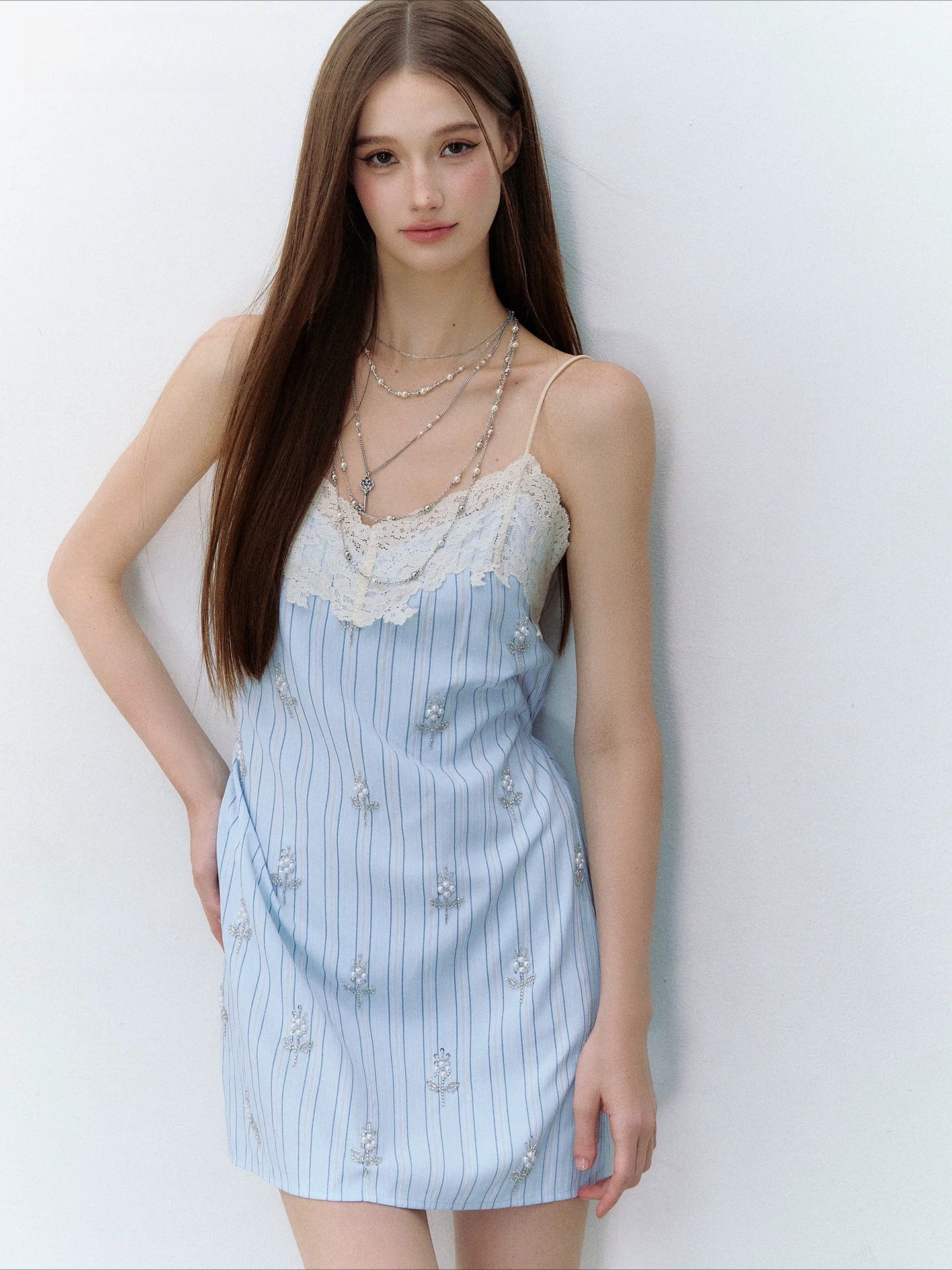 Sea Letter Lace Slip Dress