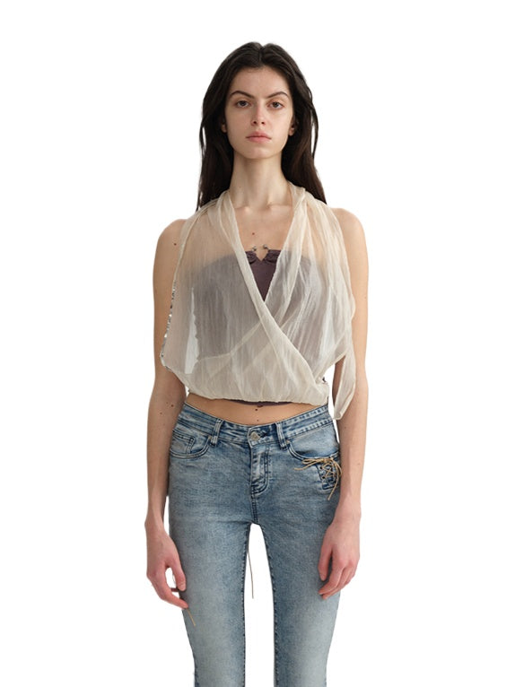 Sequin Mesh Layered Bustier Top