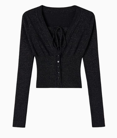 Black & Blue 2-in-1 Short V-neck Sweater