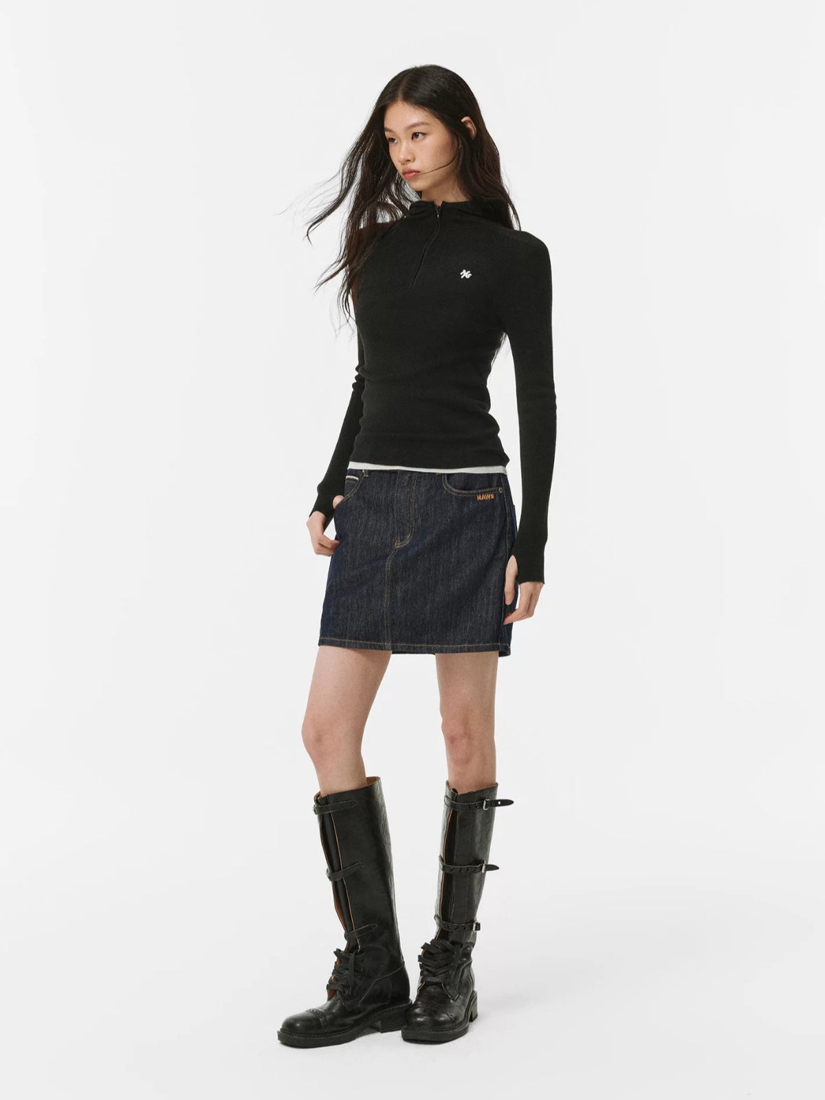 Pure Wool Half-Zip Hooded Sweater