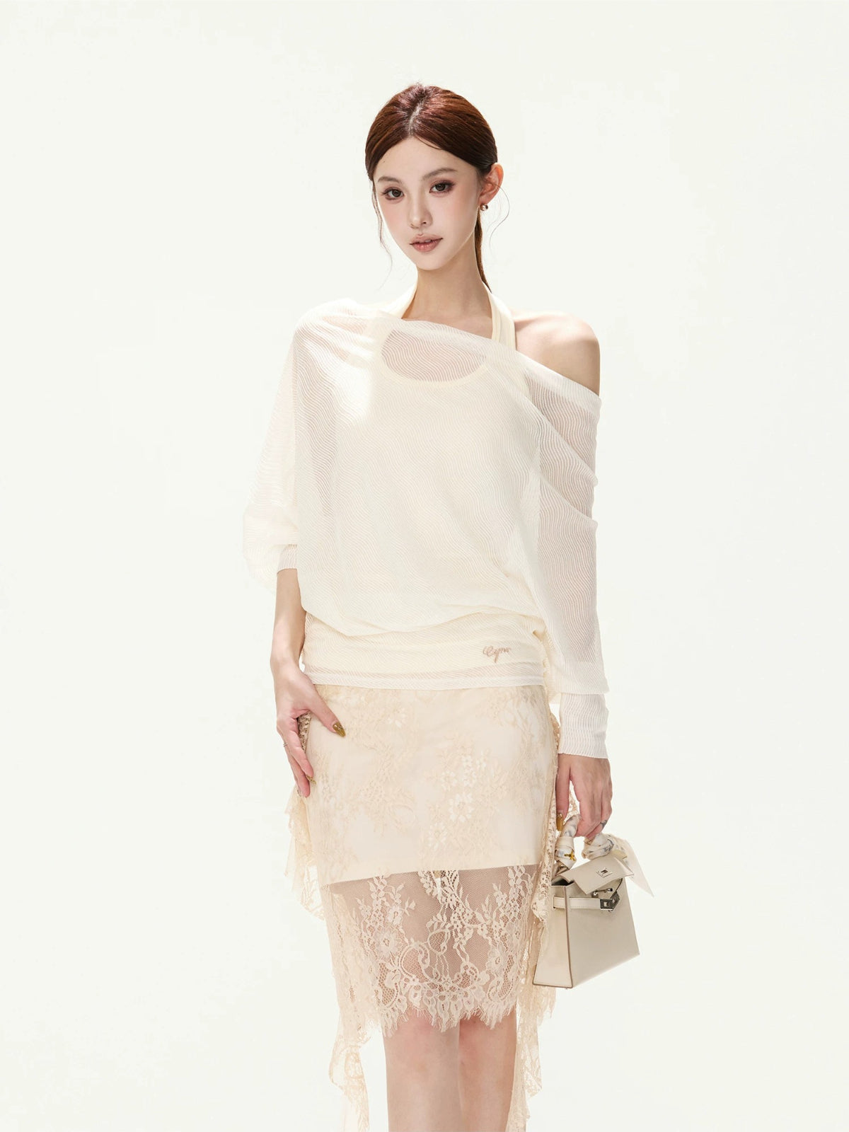 Lace Jacquard Midi Skirt