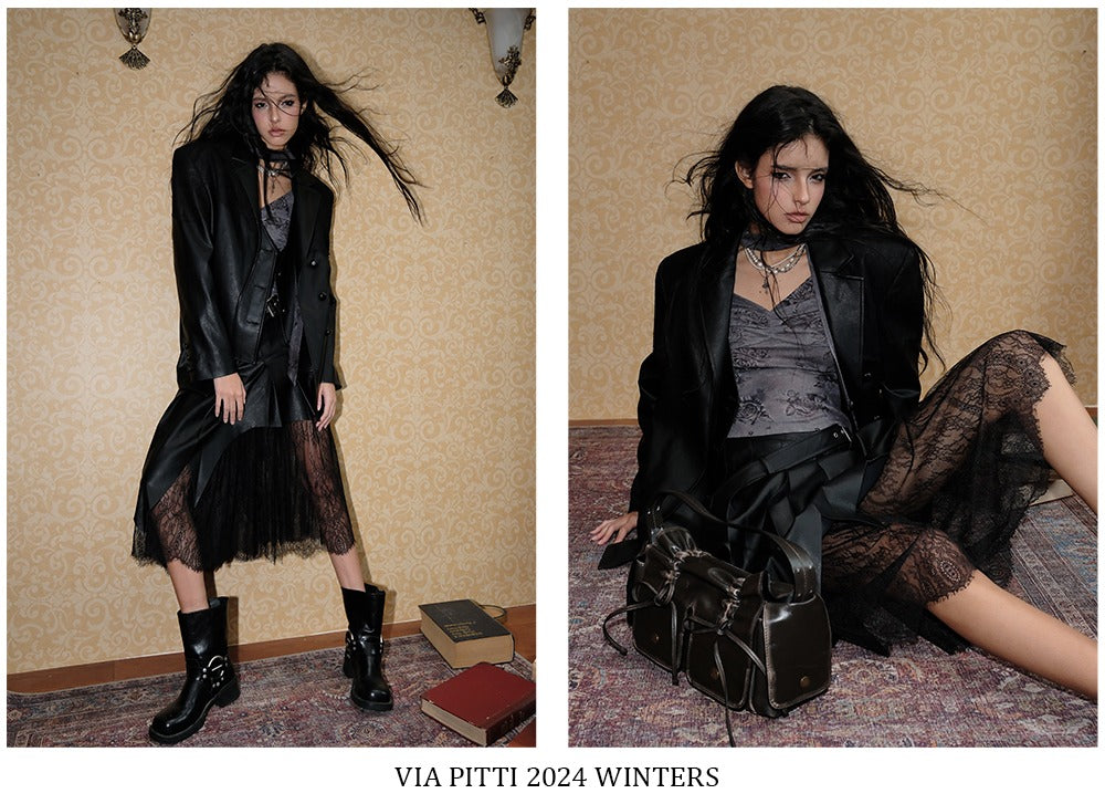 Structured Laced Leather Blazer