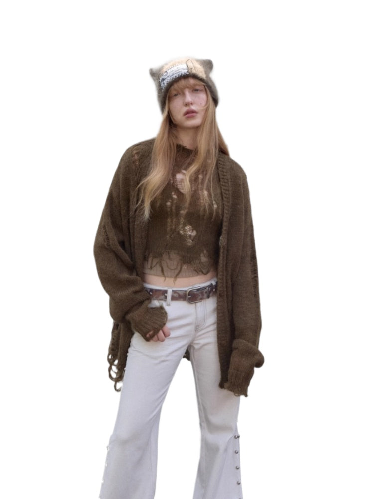 Mohair Star Cutout Cardigan