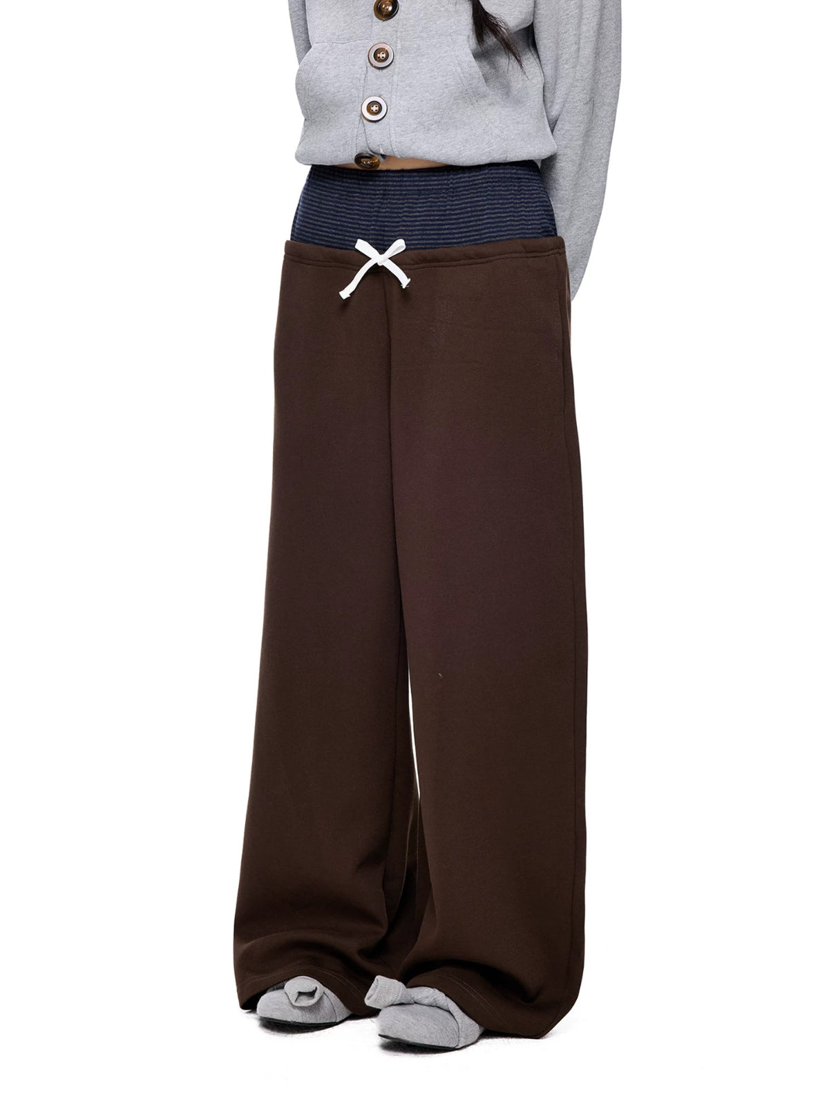 Polka Dot Contrast Waist Sweatpants