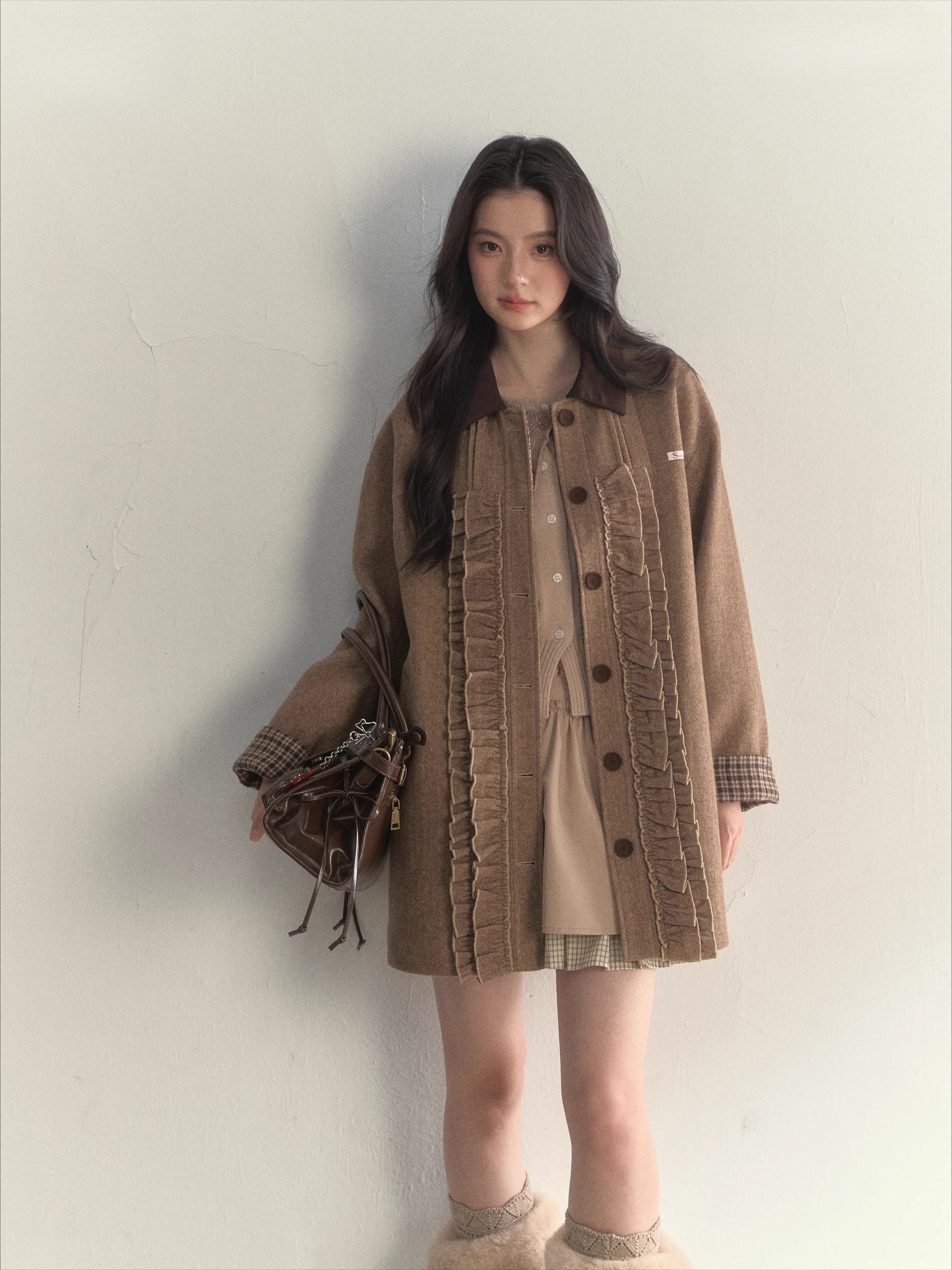 Houndstooth Reversible Jacket Pleated Skirt Set