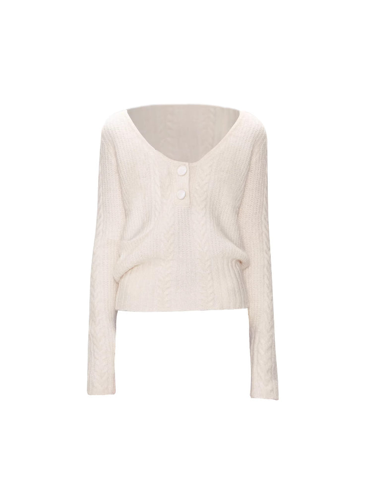 Cable Knit V-Neck Sweater