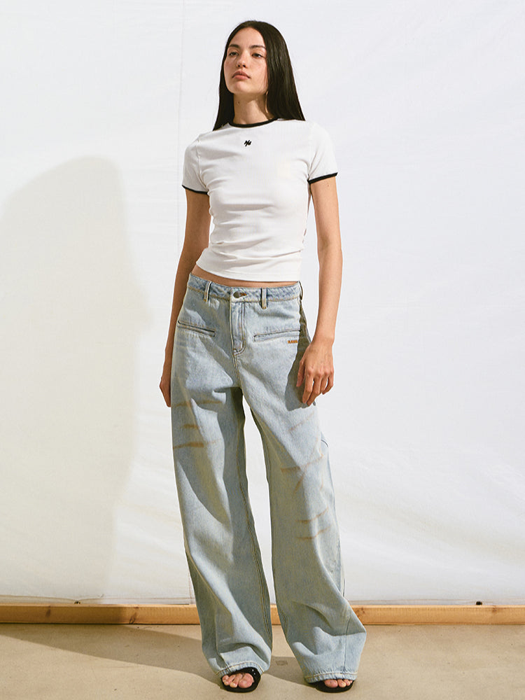 Loose Straight-Leg Denim Pants
