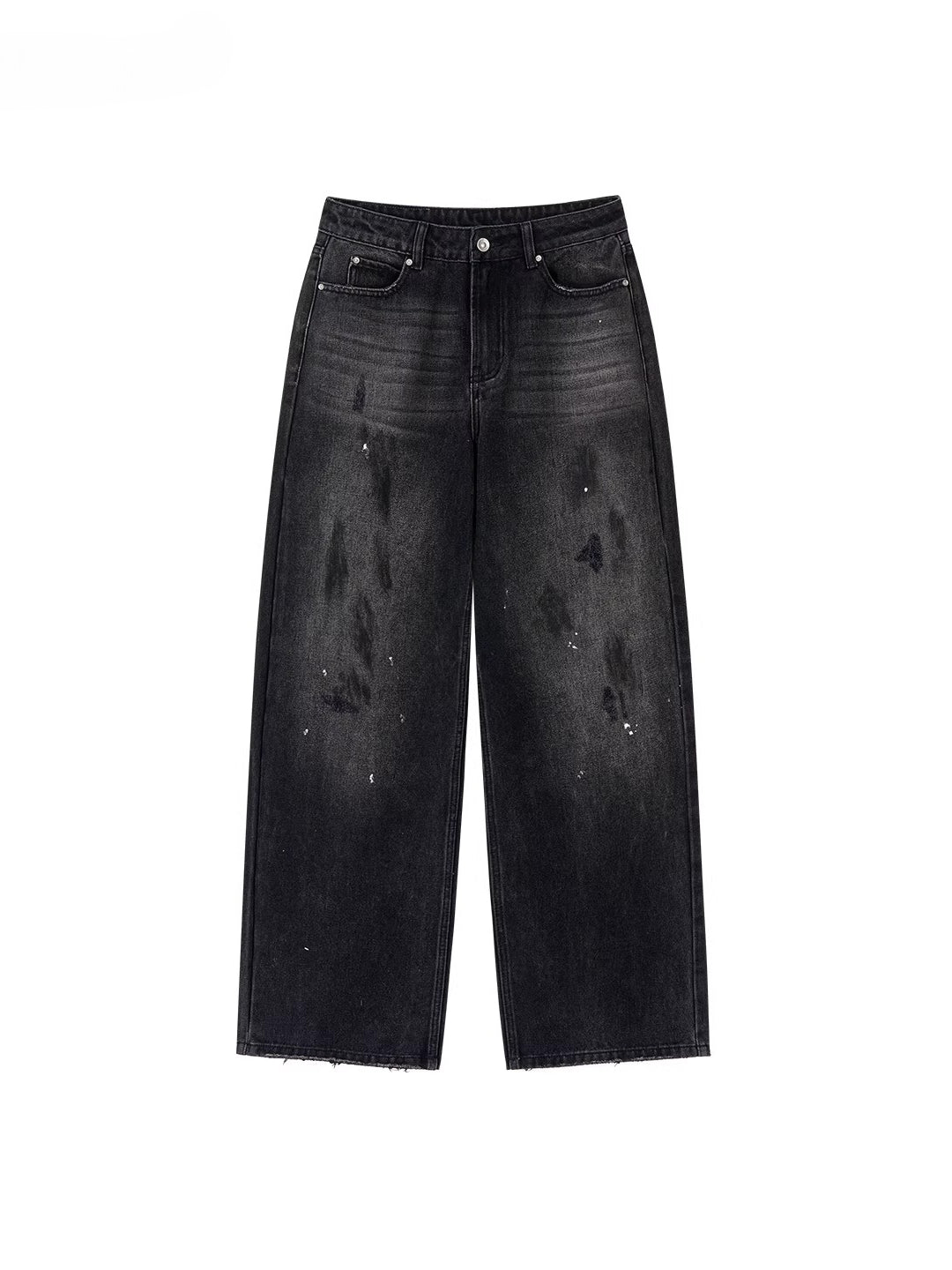 Distressed Wide-Leg Denim Pants
