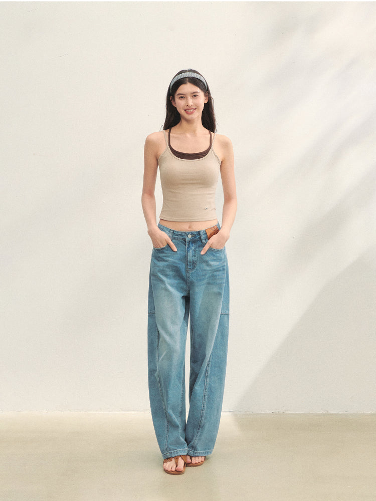 Fake Two-piece Padded Camisole Tank Top