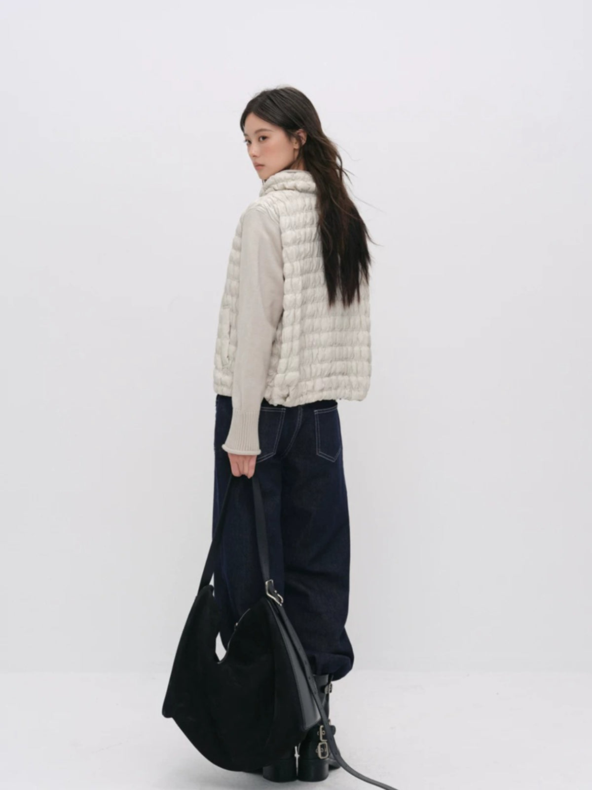 Quilted Down Knit Patchwork Jacket